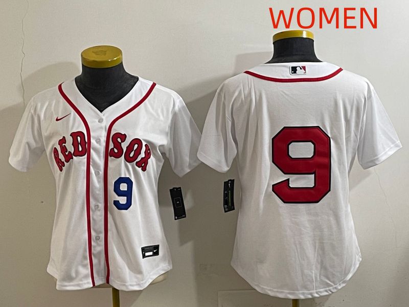 Women Boston Red Sox #9 No Name White Game 2025 Nike MLB Jersey style 4->women mlb jersey->Women Jersey